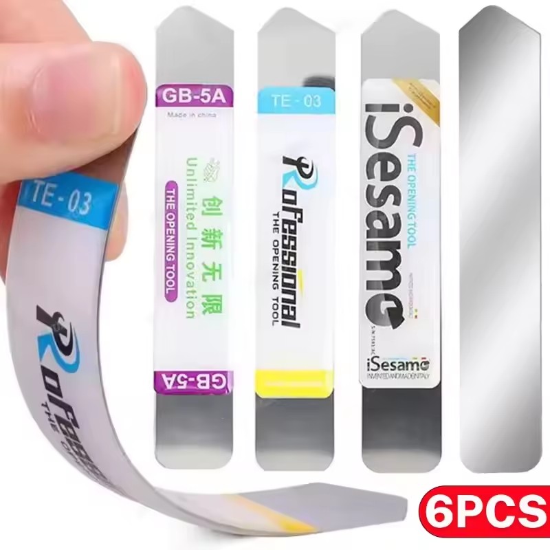 Electronics Repair Kit - 1-6 個の金属製フラットソフトブレードバールこじ開け修理キット携帯電話の壊れた画面の接着剤除去バッテリー開口ツール用