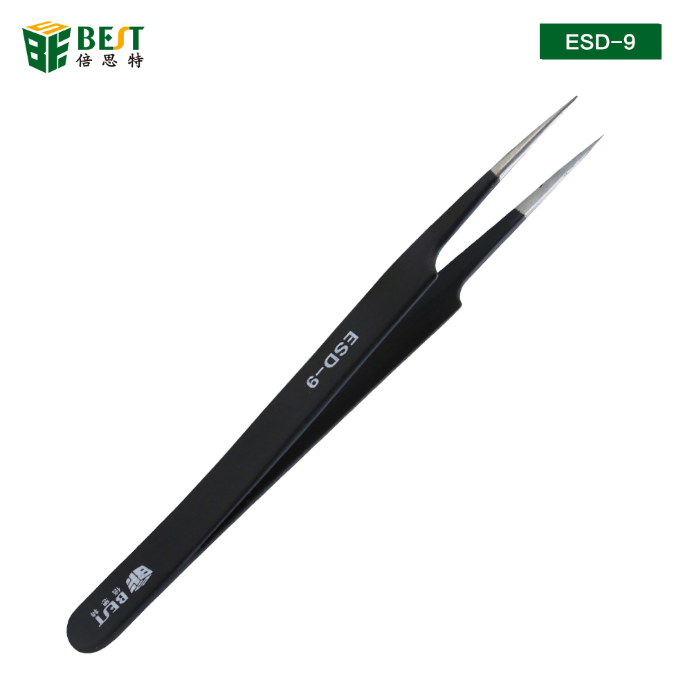 Smd Tweezer Set - BST-ESD-9 帯電防止ピンセット解剖学的外科用抗磁気ツールセットまつげエクステンション用 SMD ESD ピンセット