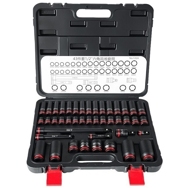 Electronics Repair Kit - 43個入り 1/2インチドライブ エクステンデッドヘックスインパクトソケットセット 空気圧エアガン＆電動インパクトレンチ用 自動車修理ツールキット