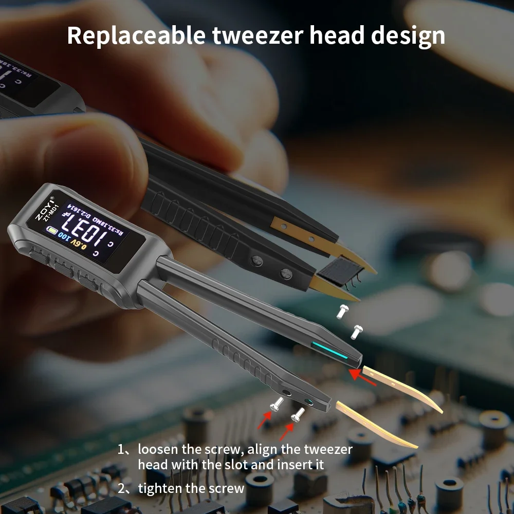 Smd Tweezer Set - ZOYI ZT-MD1 高精度ポータブルスマートピンセット型デジタルマルチメーター、抵抗コンデンサインダクタ用LCR SMDテスター