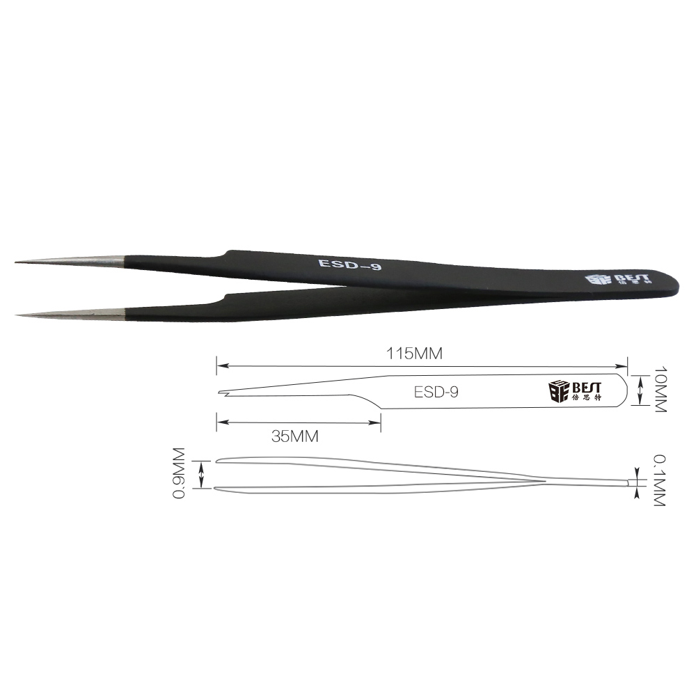BST-ESD-9 帯電防止ピンセット解剖学的外科用抗磁気ツ - Smd Tweezer Set のレビューと価格